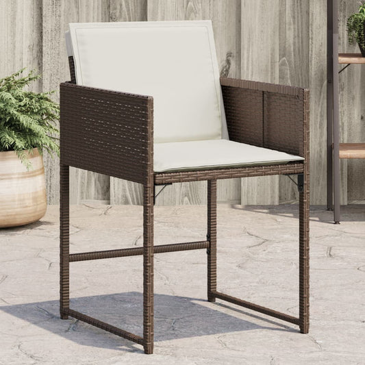 Sedie da Giardino con Cuscini 4 pz Marroni in Polyrattan | homemem39