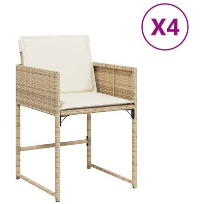 Sedie da Giardino con Cuscini 4 pz Beige in Polyrattan - homemem39