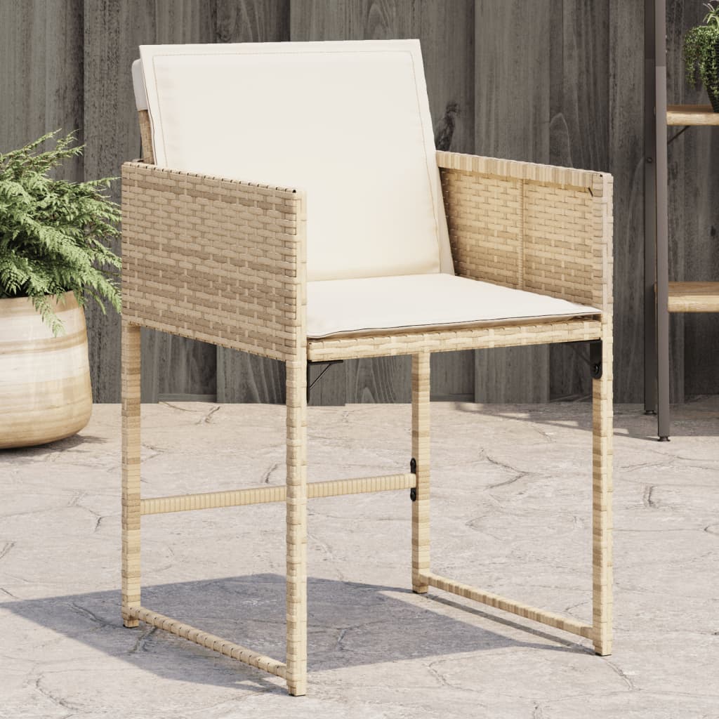 Sedie da Giardino con Cuscini 4 pz Beige in Polyrattan - homemem39