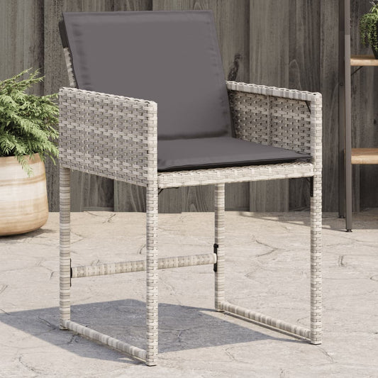 Sedie da Giardino con Cuscini 4 pz Grigio Chiaro in Polyrattan | homemem39