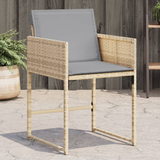 Sedie da Giardino con Cuscini 4 pz Beige Misto in Polyrattan | homemem39
