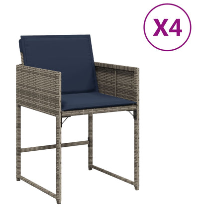 Sedie da Giardino con Cuscini 4pz Grigio in Polyrattan - homemem39