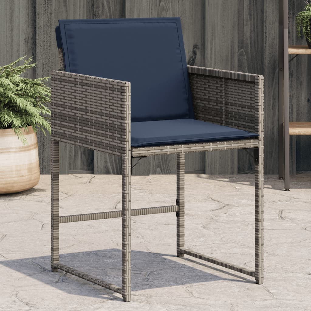 Sedie da Giardino con Cuscini 4pz Grigio in Polyrattan - homemem39