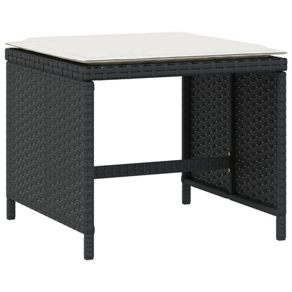 Sgabelli da Giardino con Cuscini 4pz Neri 40x40x35cm Polyrattan | homemem39
