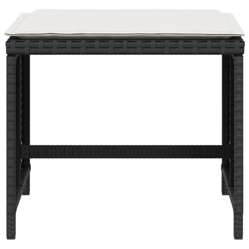 Sgabelli da Giardino con Cuscini 4pz Neri 40x40x35cm Polyrattan | homemem39