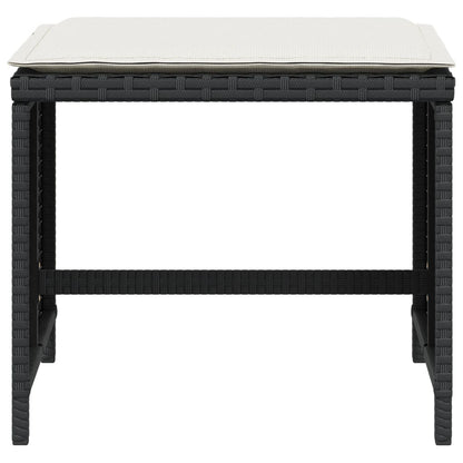 Sgabelli da Giardino con Cuscini 4pz Neri 40x40x35cm Polyrattan | homemem39
