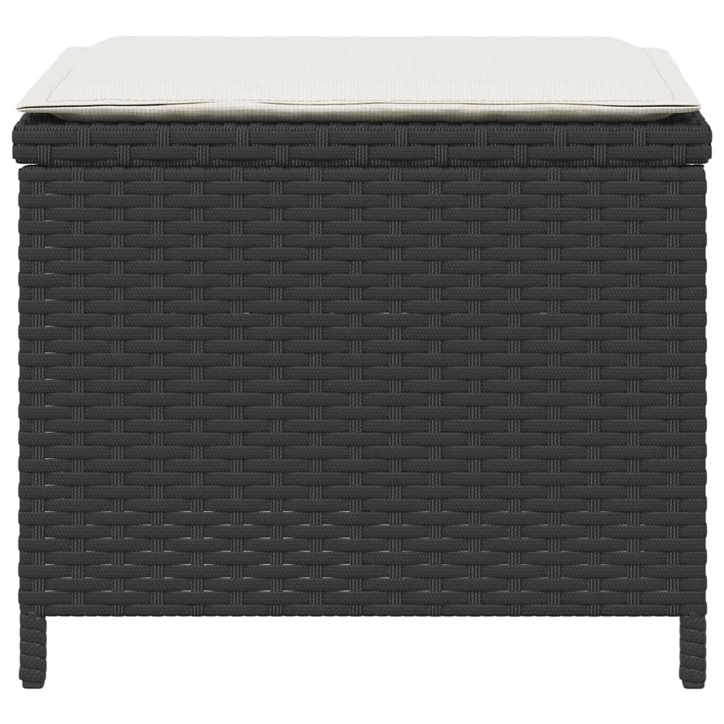 Sgabelli da Giardino con Cuscini 4pz Neri 40x40x35cm Polyrattan | homemem39