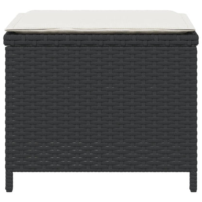Sgabelli da Giardino con Cuscini 4pz Neri 40x40x35cm Polyrattan | homemem39