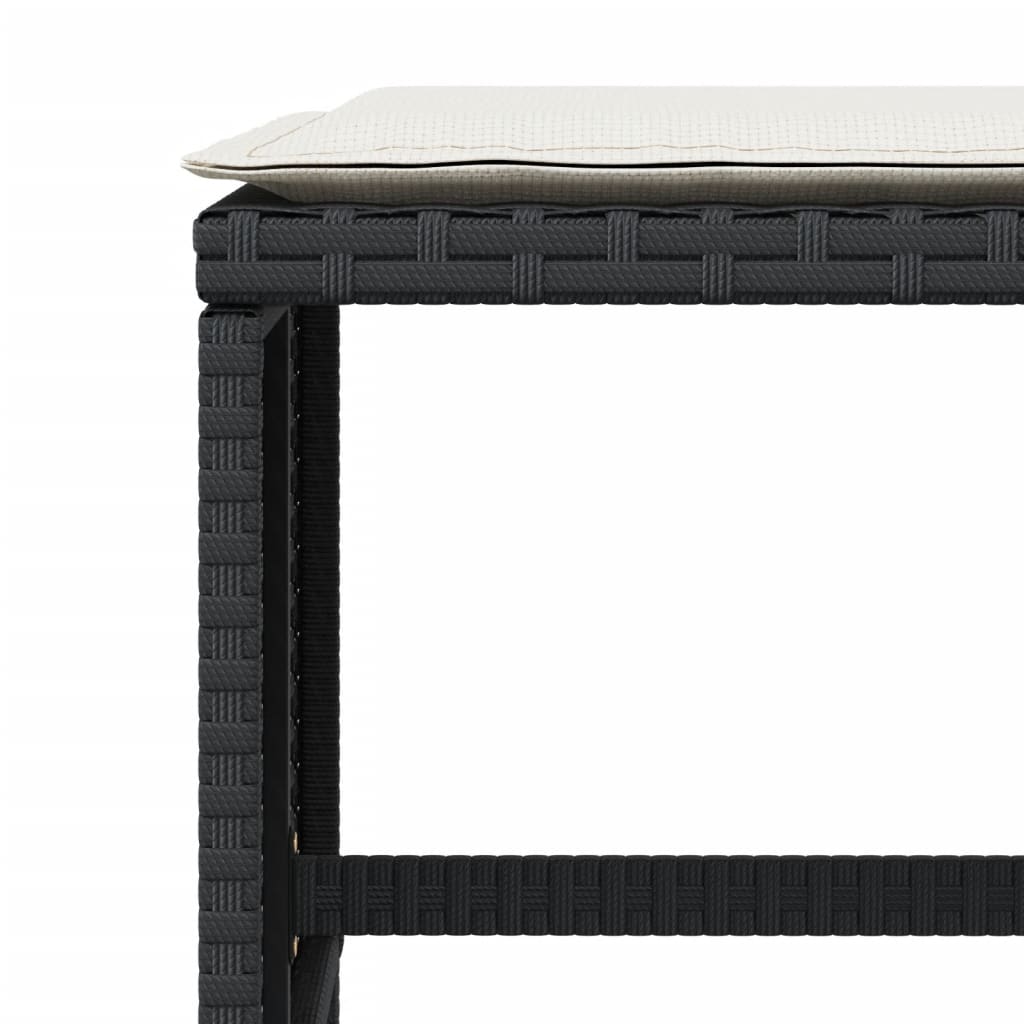 Sgabelli da Giardino con Cuscini 4pz Neri 40x40x35cm Polyrattan | homemem39