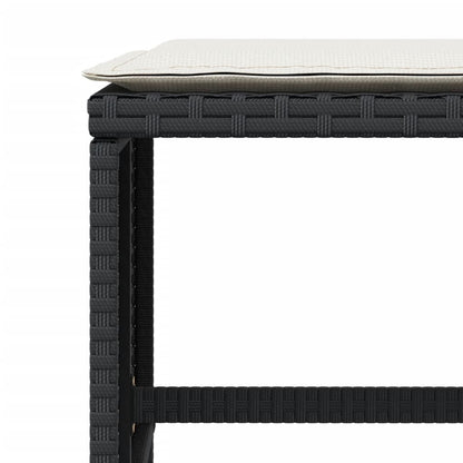 Sgabelli da Giardino con Cuscini 4pz Neri 40x40x35cm Polyrattan | homemem39