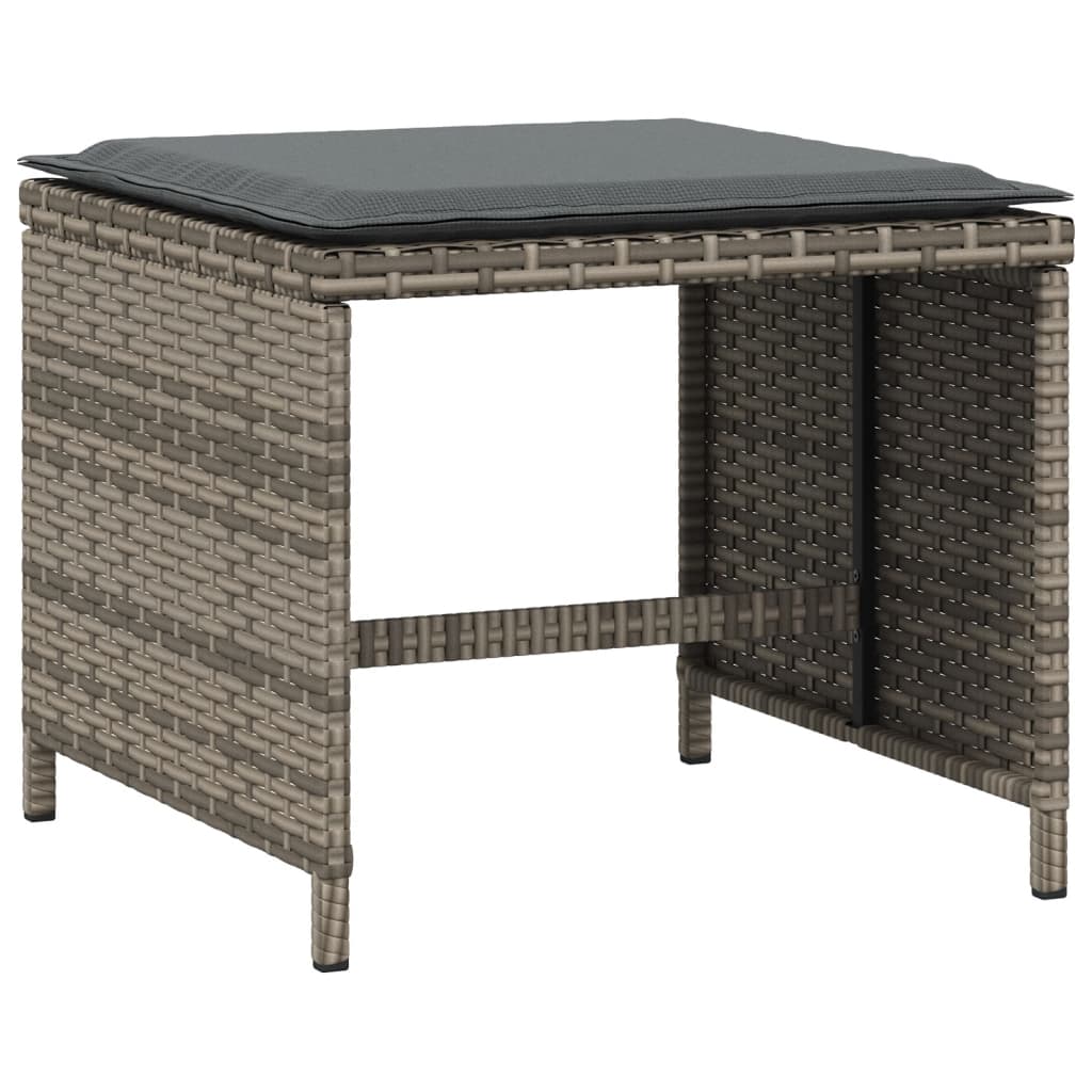 Sgabelli Giardino con Cuscini 4 pz Grigi 40x40x35 cm Polyrattan | homemem39