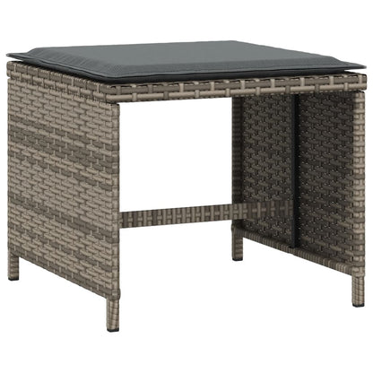 Sgabelli Giardino con Cuscini 4 pz Grigi 40x40x35 cm Polyrattan | homemem39