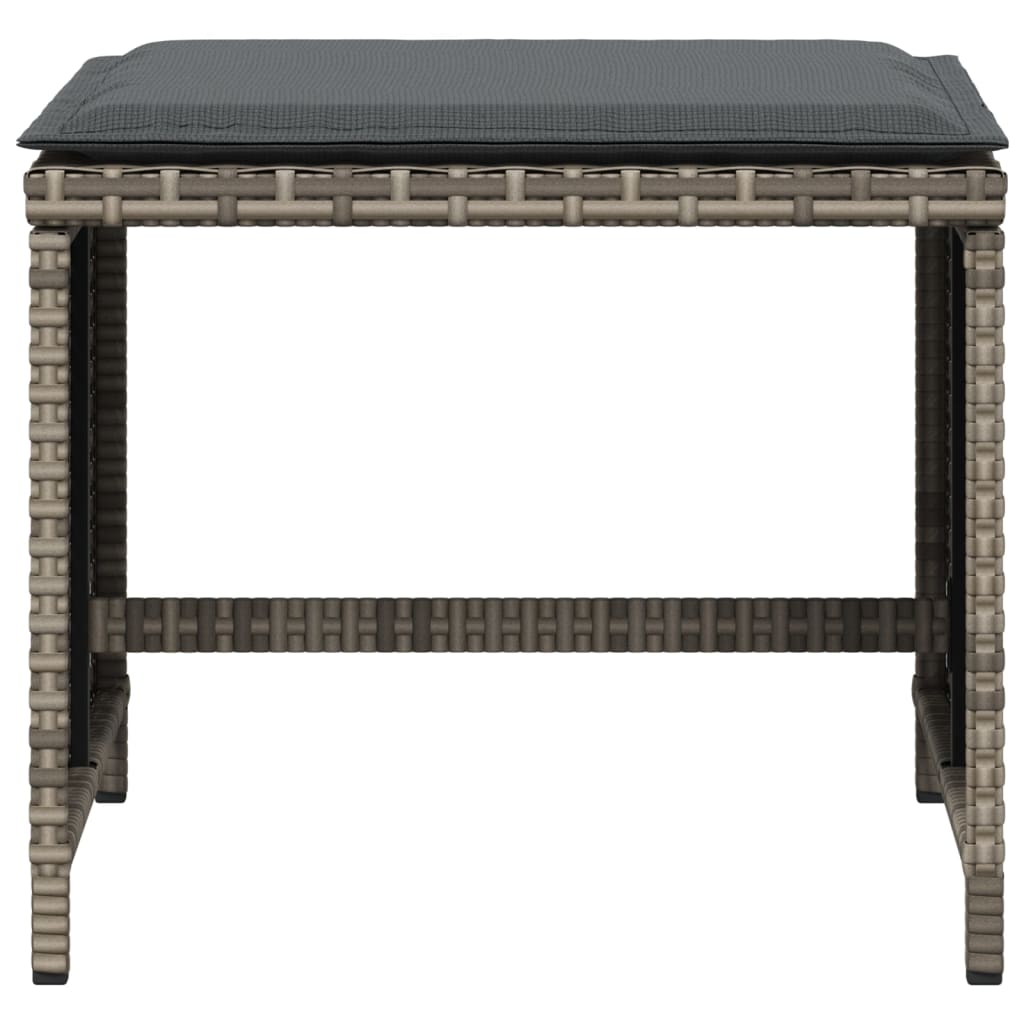 Sgabelli Giardino con Cuscini 4 pz Grigi 40x40x35 cm Polyrattan | homemem39