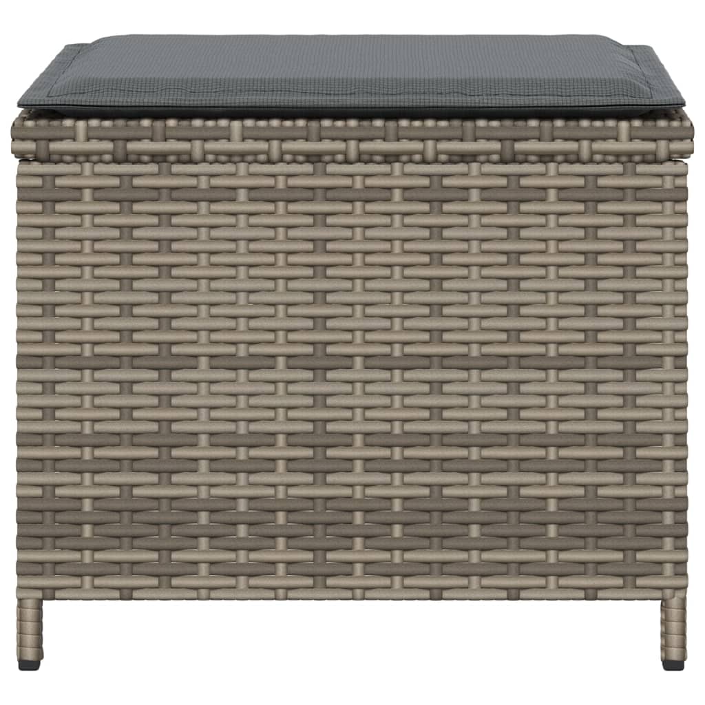 Sgabelli Giardino con Cuscini 4 pz Grigi 40x40x35 cm Polyrattan | homemem39