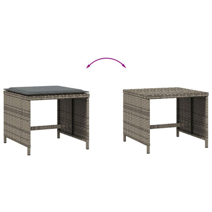 Sgabelli Giardino con Cuscini 4 pz Grigi 40x40x35 cm Polyrattan | homemem39