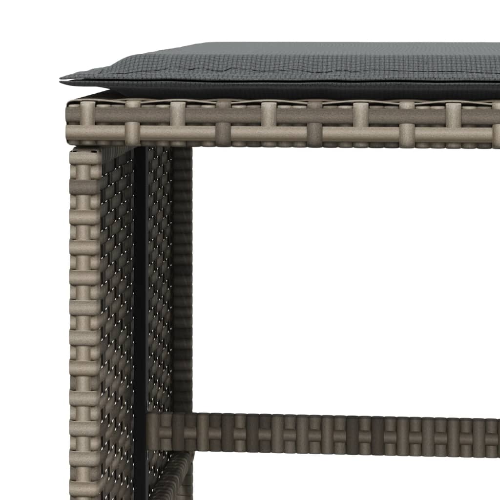 Sgabelli Giardino con Cuscini 4 pz Grigi 40x40x35 cm Polyrattan | homemem39