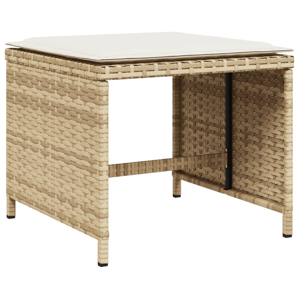 Sgabelli Giardino con Cuscini 4pz Beige 40x40x35 cm Polyrattan - homemem39
