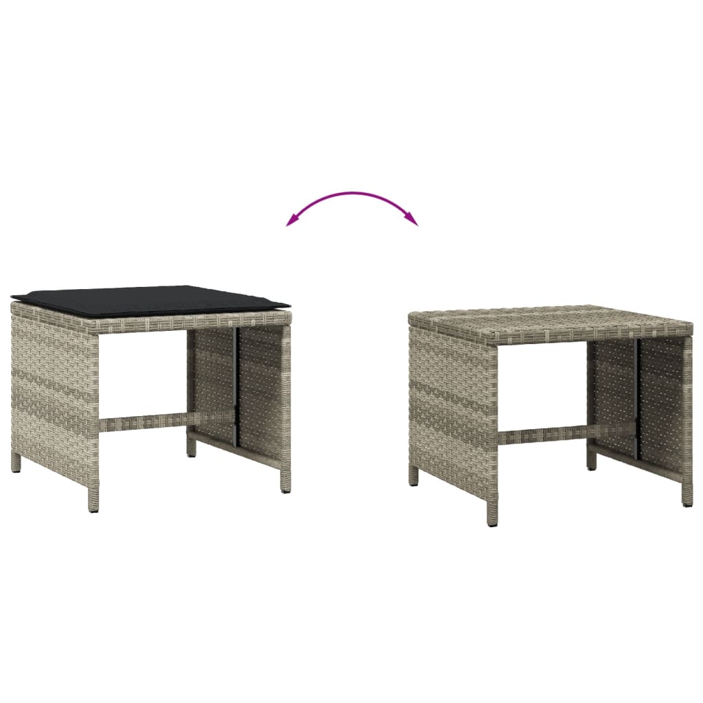 Sgabelli Giardino Cuscini 4pz Grigio Chiaro 40x40x35 Polyrattan | homemem39