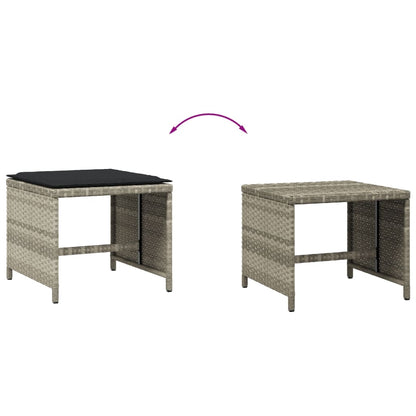 Sgabelli Giardino Cuscini 4pz Grigio Chiaro 40x40x35 Polyrattan | homemem39