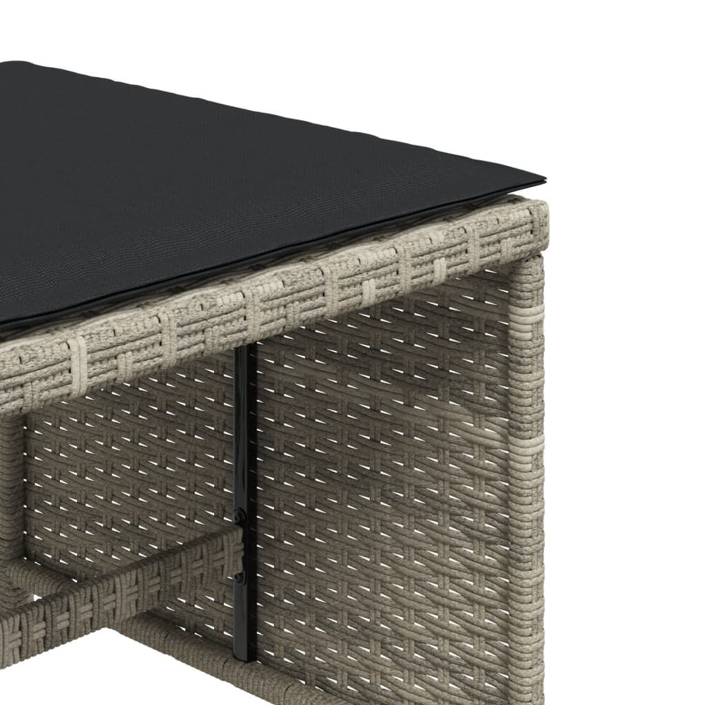 Sgabelli Giardino Cuscini 4pz Grigio Chiaro 40x40x35 Polyrattan | homemem39