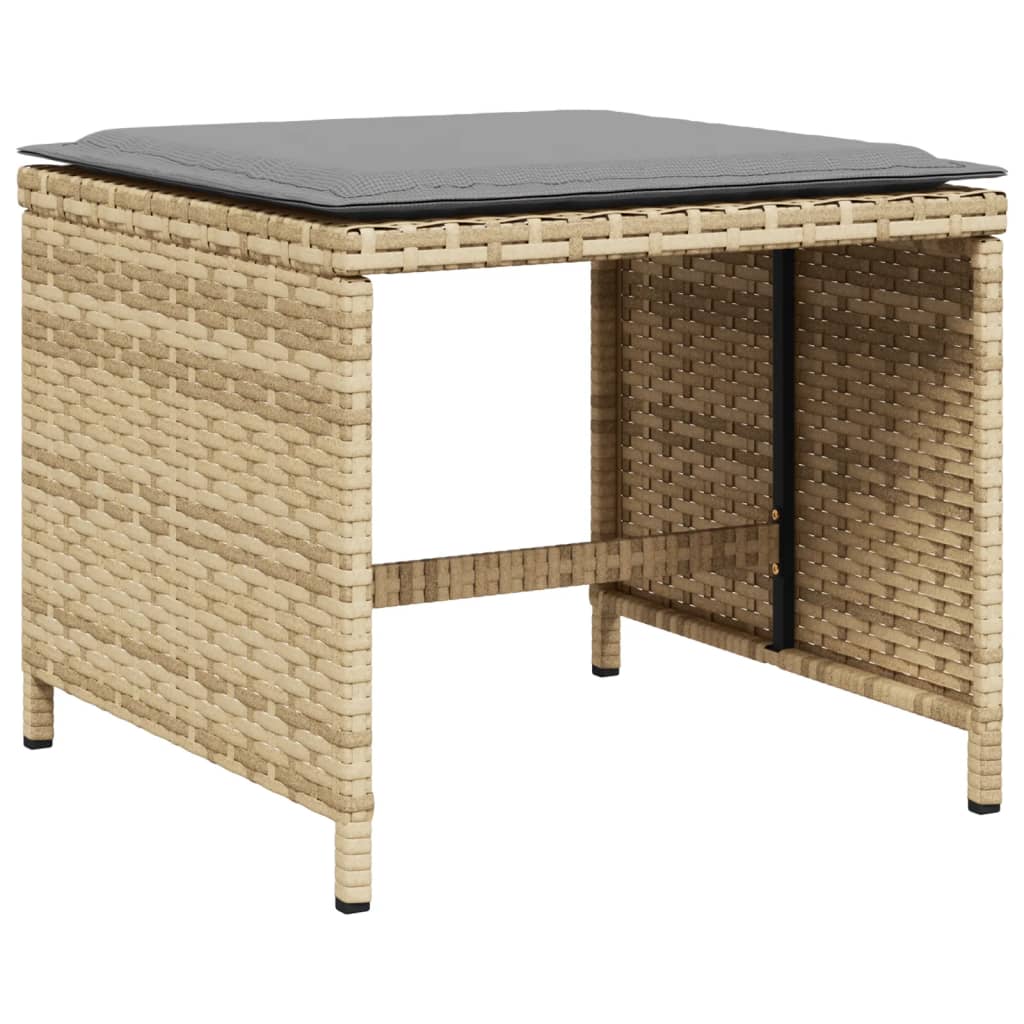 Sgabelli Giardino Cuscini 4pz Beige Misto 40x40x35cm Polyrattan | homemem39