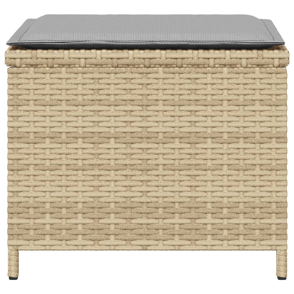 Sgabelli Giardino Cuscini 4pz Beige Misto 40x40x35cm Polyrattan | homemem39