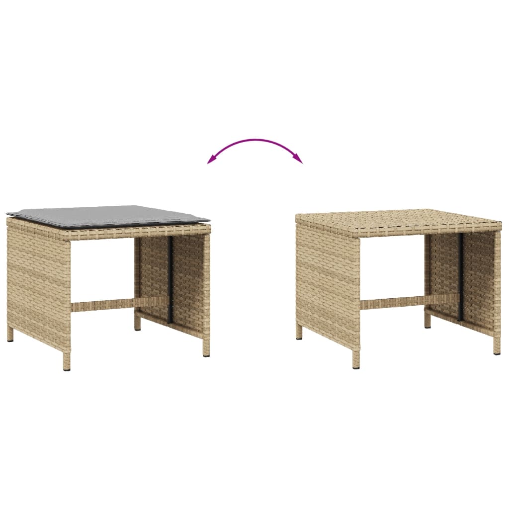 Sgabelli Giardino Cuscini 4pz Beige Misto 40x40x35cm Polyrattan | homemem39