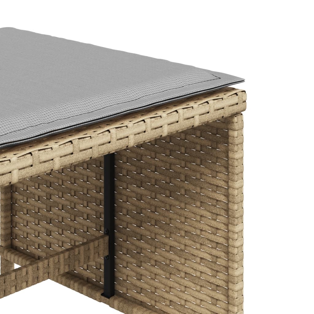 Sgabelli Giardino Cuscini 4pz Beige Misto 40x40x35cm Polyrattan | homemem39
