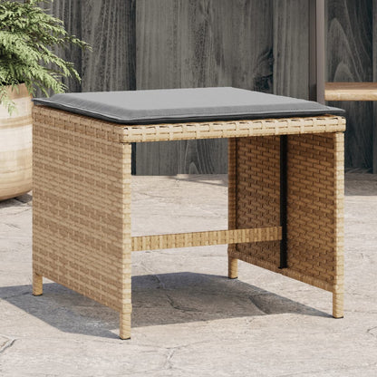 Sgabelli Giardino Cuscini 4pz Beige Misto 40x40x35cm Polyrattan | homemem39