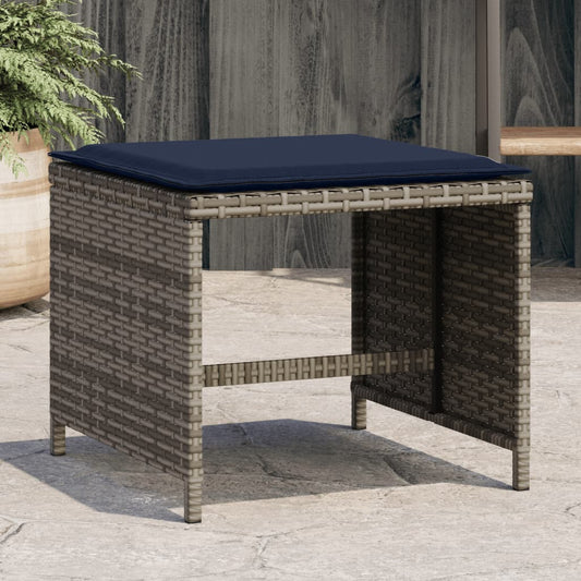 Sgabelli Giardino con Cuscini 4 pz Grigi 40x40x35 cm Polyrattan