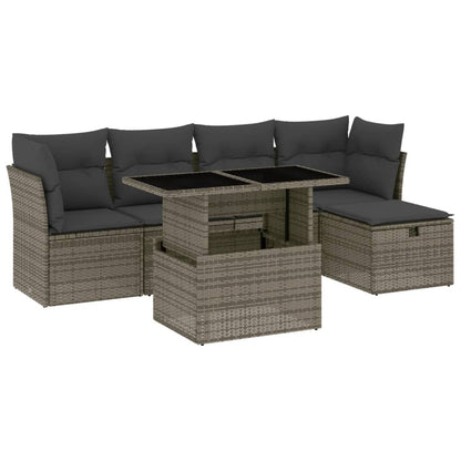 Set Divano da Giardino 6 pz con Cuscini Grigio in Polyrattan | homemem39