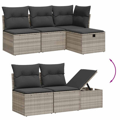Set Divano da Giardino 6pz con Cuscini Grigio Chiaro Polyrattan - homemem39