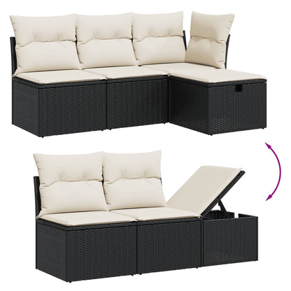Set Divani da Giardino con Cuscini 7pz Nero Polyrattan | homemem39