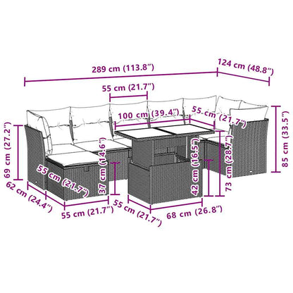 Set Divano da Giardino 8 pz con Cuscini Beige in Polyrattan - homemem39