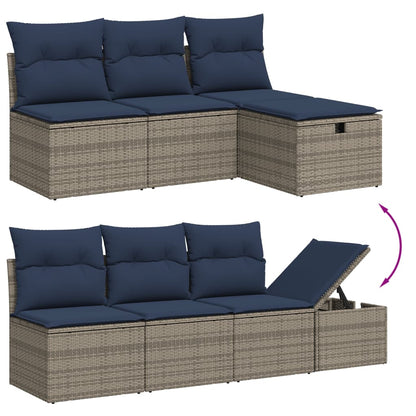 Set Divani da Giardino 8 pz con Cuscini Grigio in Polyrattan | homemem39