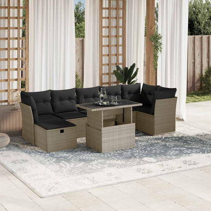 Set Divano da Giardino 8pz con Cuscini Grigio Chiaro Polyrattan - homemem39