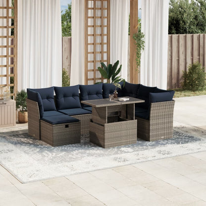 Set Divani da Giardino 8 pz con Cuscini Grigio in Polyrattan | homemem39
