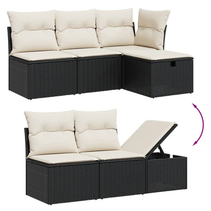 Set Divano da Giardino 6 pz con Cuscini Nero in Polyrattan - homemem39