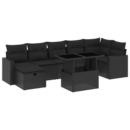 Set Divani da Giardino con Cuscini 8 pz Nero in Polyrattan | homemem39