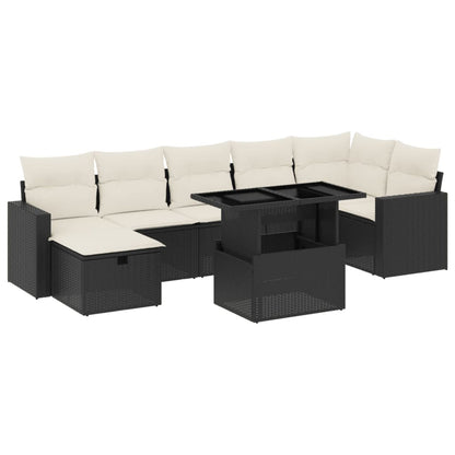 Set Divani da Giardino con Cuscini 8 pz Nero in Polyrattan | homemem39