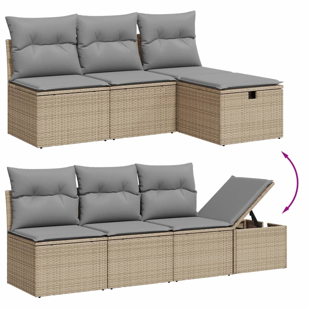 Set Divano da Giardino 8 pz con Cuscini Beige in Polyrattan - homemem39