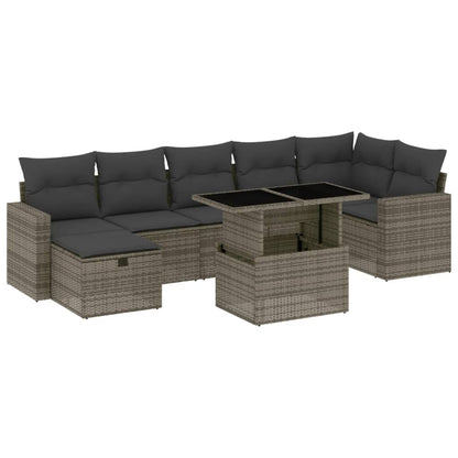 Set Divano da Giardino 8 pz con Cuscini Grigio in Polyrattan | homemem39