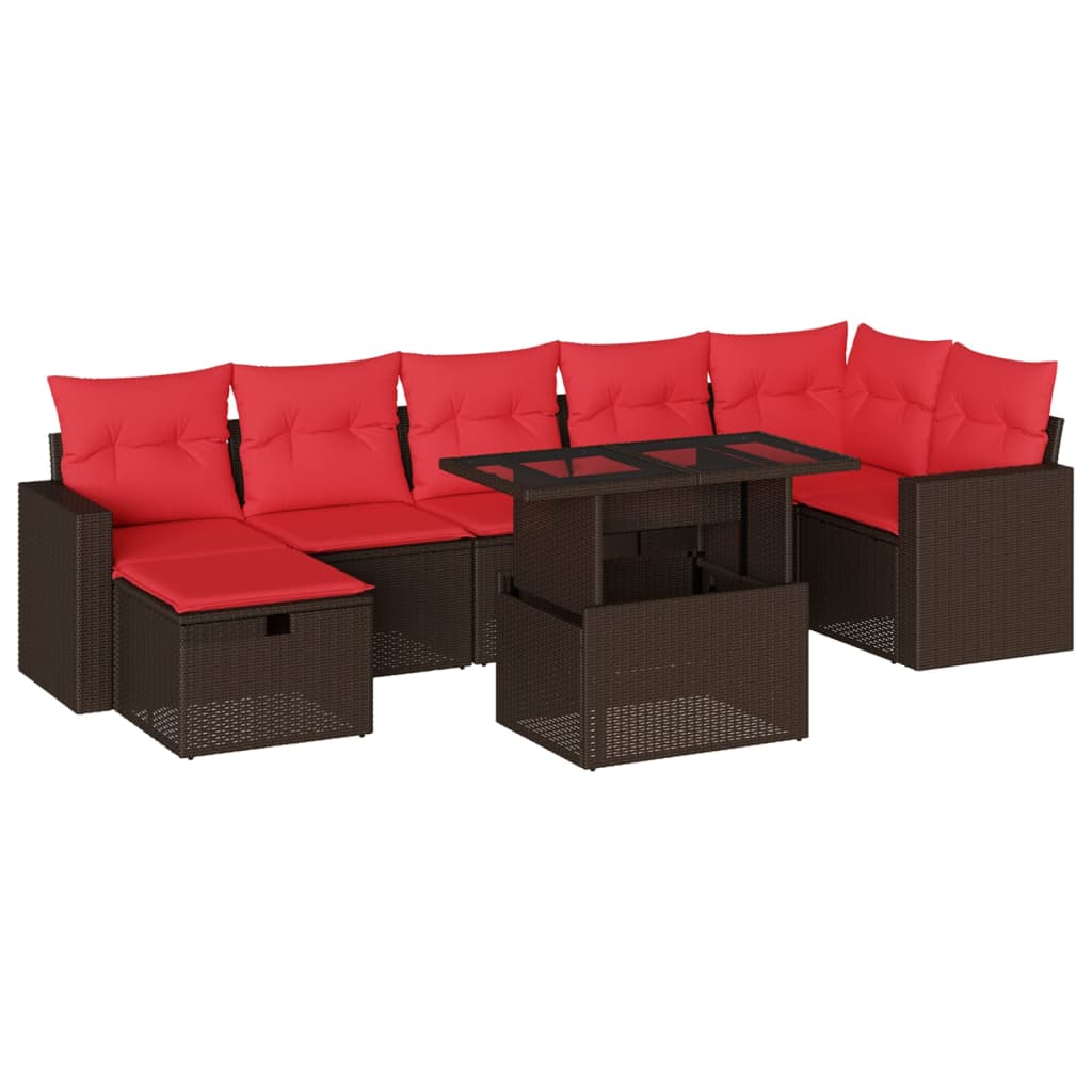 Set Divani da Giardino 8 pz con Cuscini Marrone in Polyrattan | homemem39