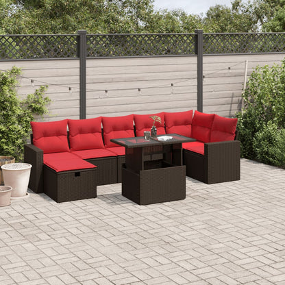 Set Divani da Giardino 8 pz con Cuscini Marrone in Polyrattan | homemem39