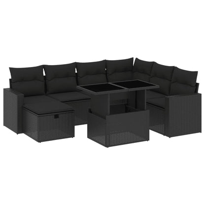 Set Divani da Giardino con Cuscini 8 pz Nero in Polyrattan | homemem39