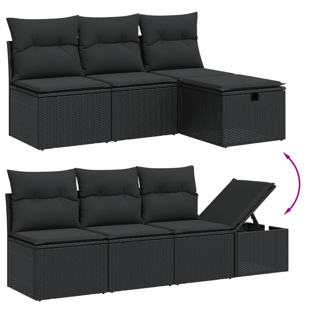 Set Divani da Giardino con Cuscini 8 pz Nero in Polyrattan | homemem39