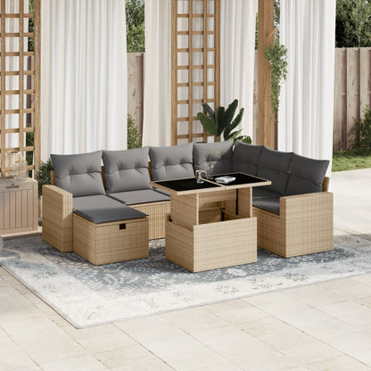 Set Divano da Giardino 8 pz con Cuscini Beige in Polyrattan - homemem39
