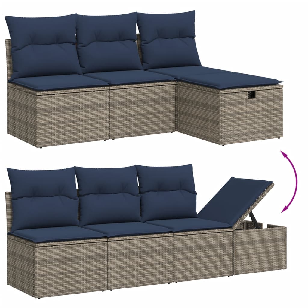 Set Divani da Giardino 8 pz con Cuscini Grigio in Polyrattan | homemem39