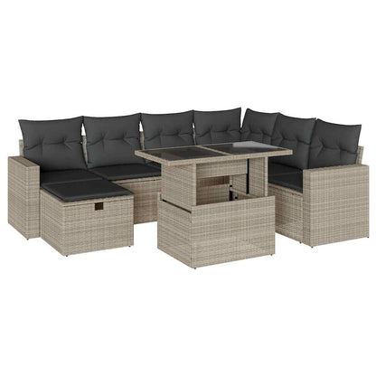 Set Divano da Giardino 8pz con Cuscini Grigio Chiaro Polyrattan - homemem39