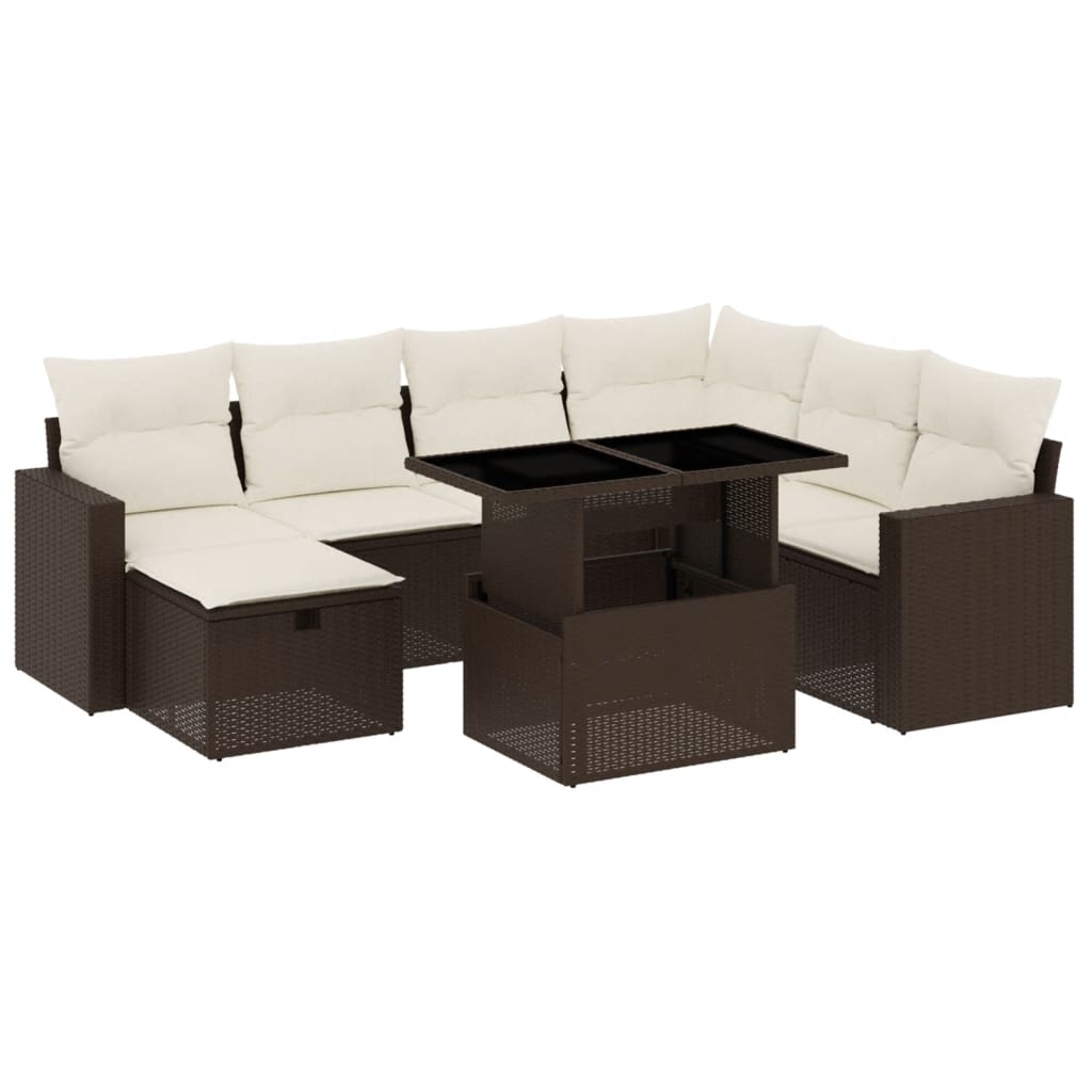Set Divani da Giardino 8 pz con Cuscini Marrone in Polyrattan - homemem39